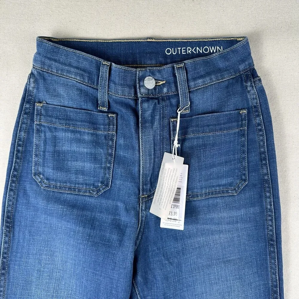 Outerknown Paramour Flare SEA Jeans Women’s 24 Blue High Rise Denim Stretch Pant